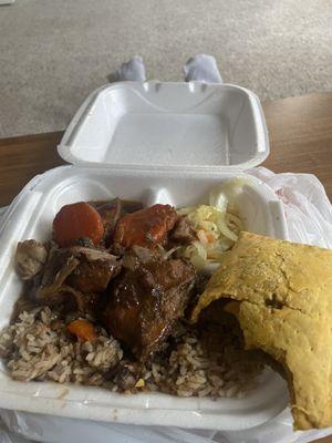 Stew Beef serve with rice/ peas or white rice