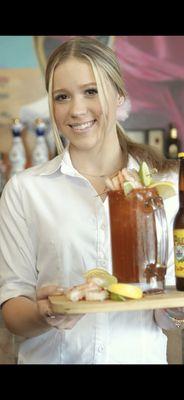 Michelada with fresh shrimp