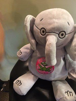 Moustache, the elephant, loves to get adjusted! And loves helping kids feel comfortable with their first adjustments :-)