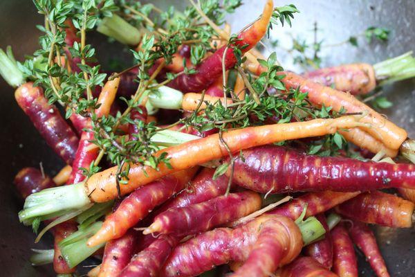 Thyme Roasted Purple Carrots