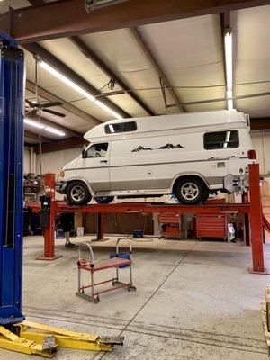 Our camper van getting inspected.