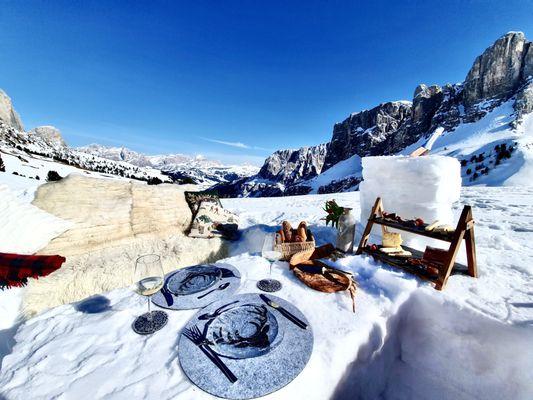 Picnic in Dolomites, Italy