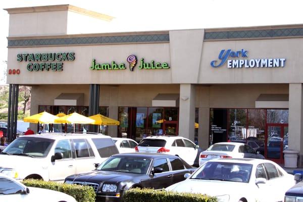 Conveniently located next to Starbucks & Jamba Juice!