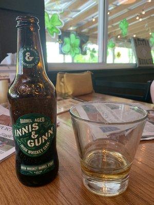 Innis & Gunn, and a shot of Glenlivet 12 year old.