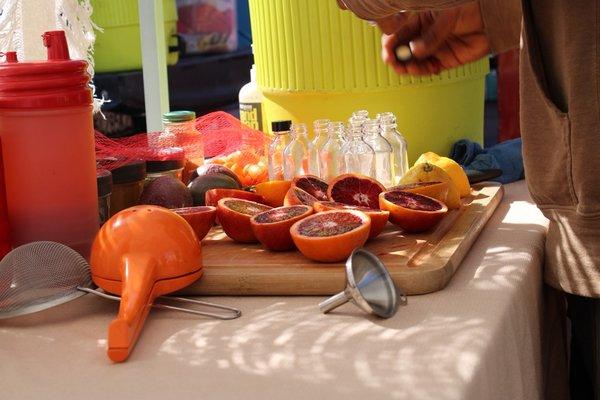 Fresh blood oranges going into our immunity shots.