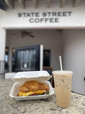 Breakfast Croissant with vanilla lavender latte