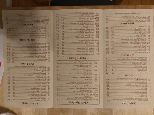 Chinese menu