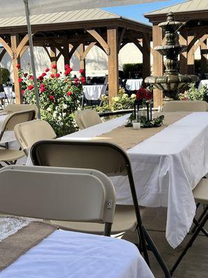 Brought extra tables/chairs and decor for additional guest seating.