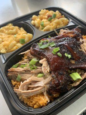 Pernil Bowl
 Roast Pork Puerto Rican Style
 Spanish Rice
 Sweet Plantains 
 Mac and Cheese