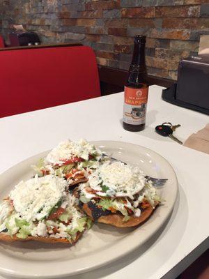 Chicken tostada and fat tire