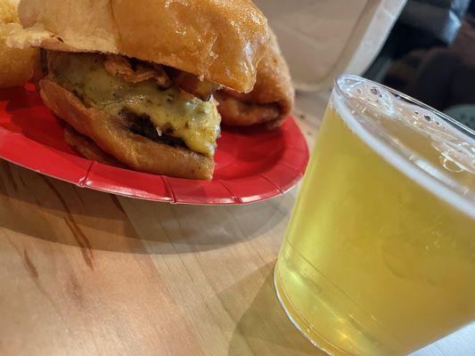 Burger and American Lager