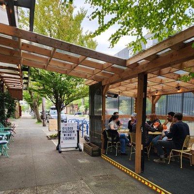 Heated, covered, dog friendly front pavilion