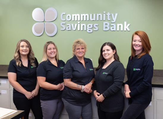 The front line staff of Community Savings Bank in Bethel, Ohio.