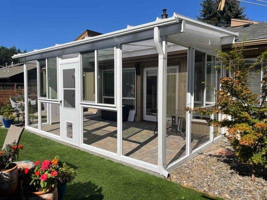 Shed style patio cover with full enclosure