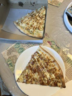 chicken bacon ranch and chicken caesar salad pizza