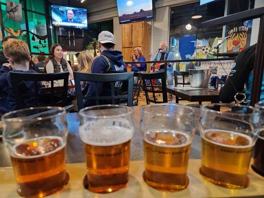 Beer flight plus live music