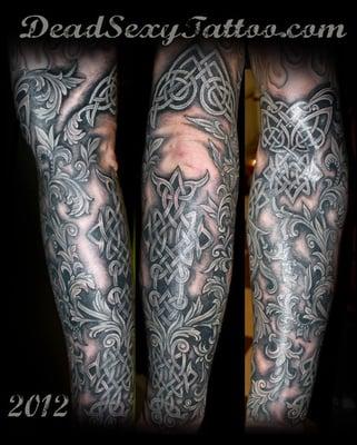 Celtic Filagree sleeve by Lucky Monkey Tattoo's Amanda Snyder.