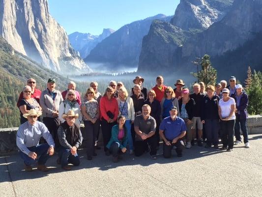 An awesome group from the UK...RV Camping and Caravanning Club at Tunnel View in Yosemite.