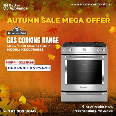 Gas Cooking  Sale Appliance Store, Autumn Sale Offer.
Used Appliance Store