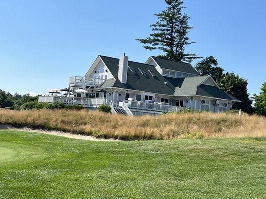 nice club house with a big deck