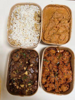 Chicken Dum Biryani, Butter Chicken(Boneless) Curry, Chicken 65, Cashew Chicken