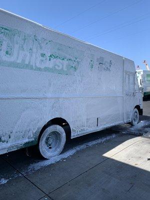 Foam soap power washing