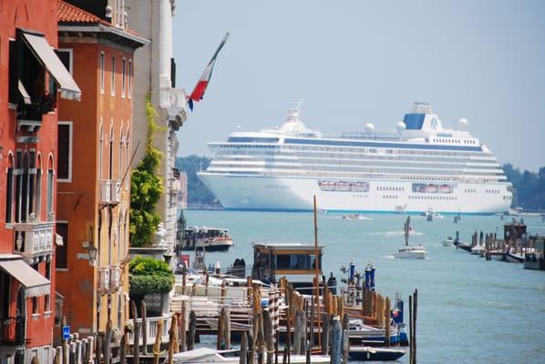 The Crystal Serenity alongside Venice, Italy