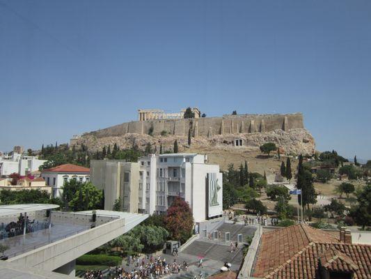 The Acropolis as seen from the Acropolis Museum.