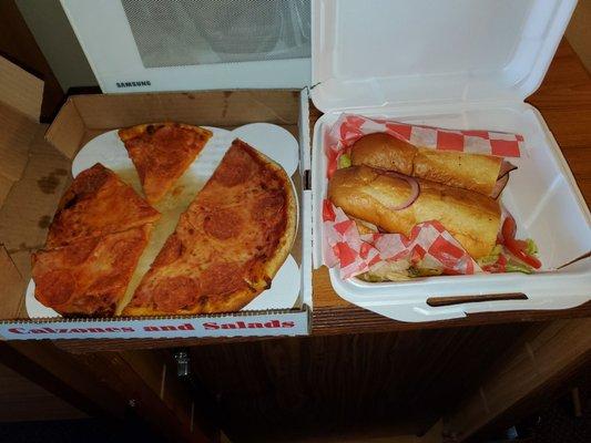 Pizza and sub.