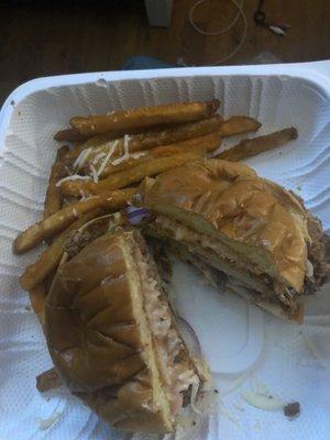 Fried chicken sandwich with sweet potato fries