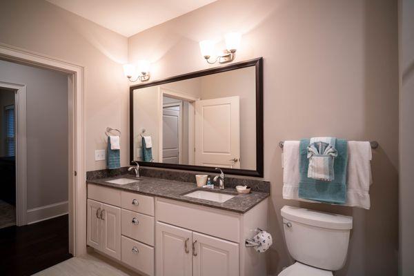 Double Vanities with Quartz Countertops