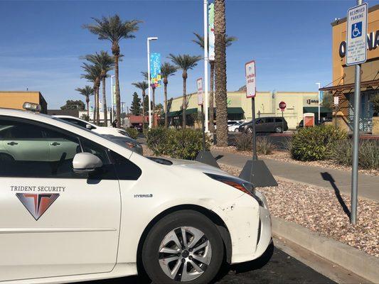 Since when is it okay for Trident Security to occupy a handicapped parking space?