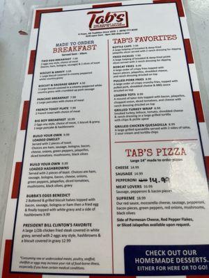 Tab's Menu