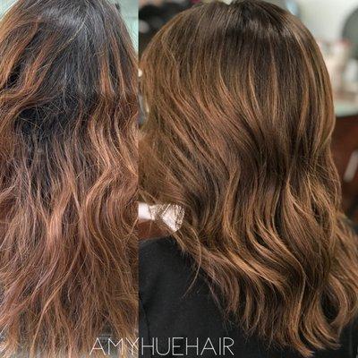 Before and After | Natural Balayage Ombré And Haircut by Amy