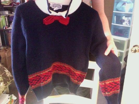 Sweater I bought last month. Cost $13.50, bought with trade-ins.