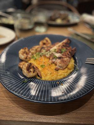 Butternut Squash Risotto with shrimp and chicken