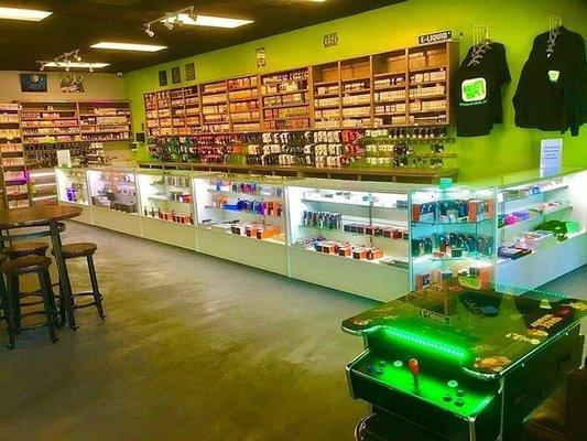 Vape Showroom and Video Arcade with 60+ games only 25 cents a play!