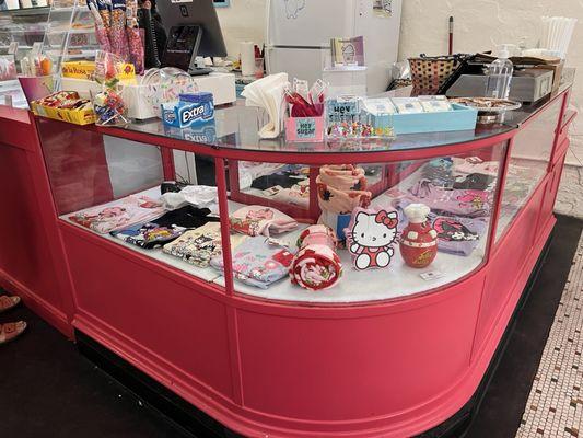 Counter w/ Hello Kitty merchandise