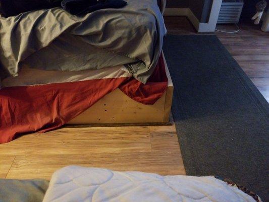 Beds are screwed to the floor and built out of 2× 12's