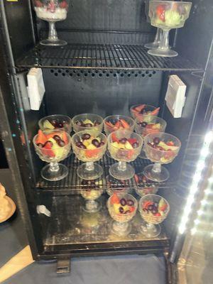 Fruit cups in breakfast buffet