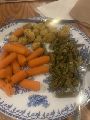 Fried okra n carrots n green beans