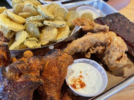 Sampler appetizer- my daughter said the fried pickles were the best she's ever had