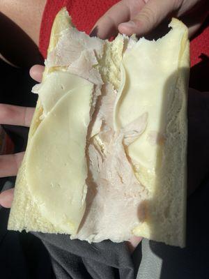 Turkey and cheese sandwich.