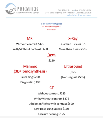 Our Self Pay prices are competitive! You also don't have to jump through hoops like you do elsewhere, we make it easy for our patients!