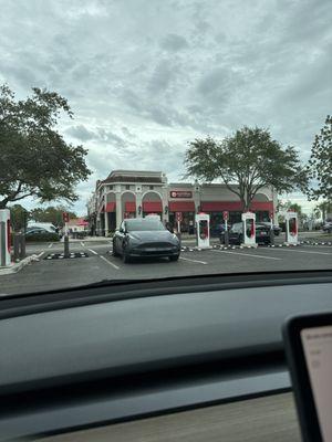 A Tesla charging.