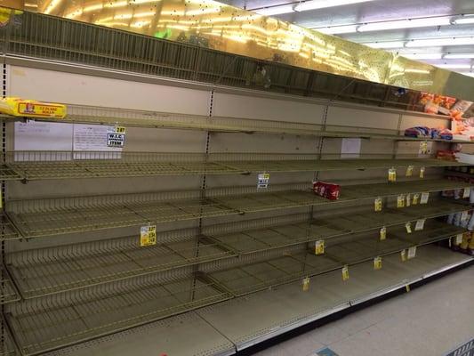 This is how we do it in the south when it snows. (Bread shelves)