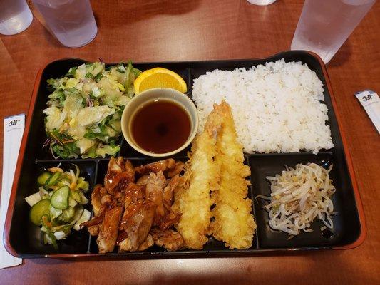 Chicken teriyaki shrimp tempura bento