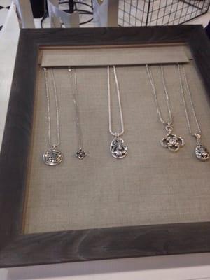 Sterling silver necklace and pendants ranging from $20 to $60.