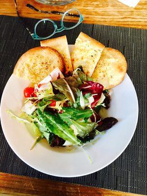 Flatbread on the house salad Yummies!