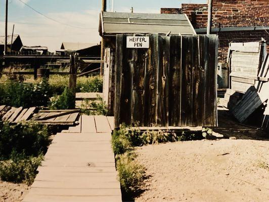 Outside restrooms, 1991.